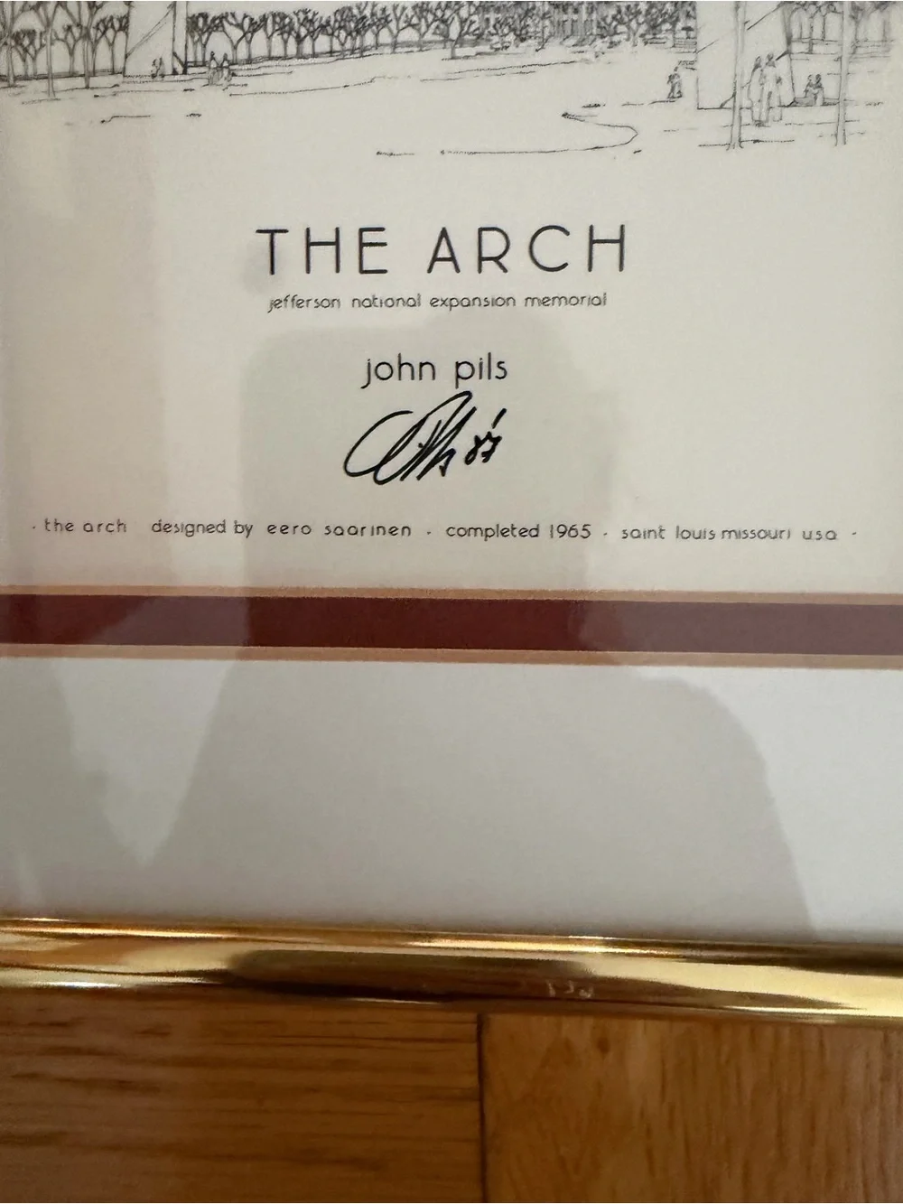St. Louis The Arch' Wall Art Print. John Pils. Gold Frame